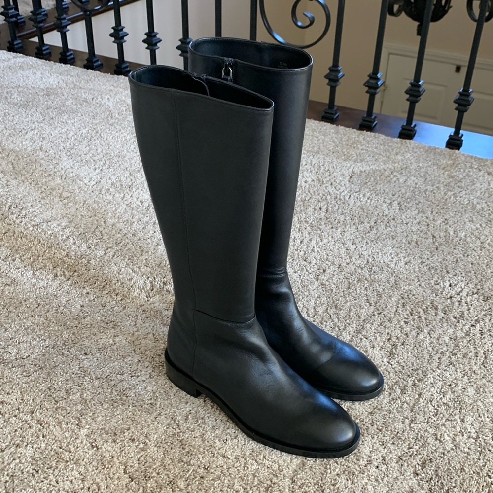 Stuart Weitzman Keelan Black Leather Knee High Boots